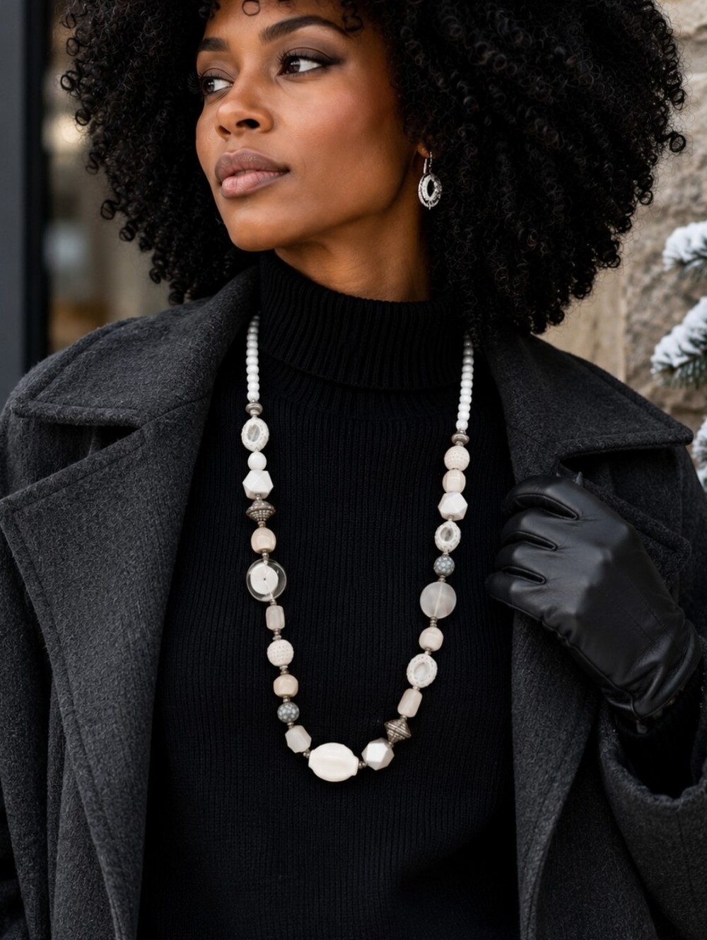 Chico's Single Strand Agate Beaded Necklace